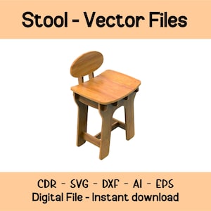Wooden stool chair cnc plan, stool cut file, tabouret vector, stool plan, children stool, decorative wooden plywood stool, parametric stool