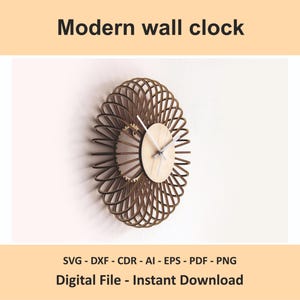 Modern Wall Clock Laser Cut Template – Futuristic Geometric DXF SVG Wooden Home Decor Pattern