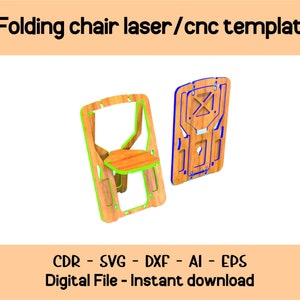 Sjabloonbestanden klapstoel | dxf, ai, svg-ontwerpen voor doe-het-zelfmeubels, CNC-houtprojecten en digitale patronen