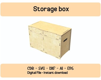 CNC Woodworking Storage Box SVG DXF Pattern - Digital Download File Organizer Crate