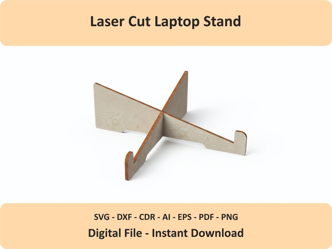 Laser Cut Laptop Stand SVG Wooden Notebook Riser Template Portable Desk ...