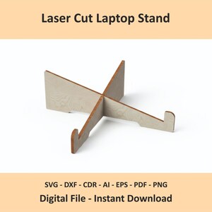 Laser Cut Laptop Stand SVG Wooden Notebook Riser Template Portable Desk Organizer Digital Download