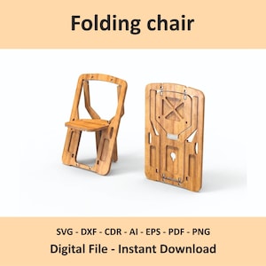 Folding Chair Plan Flat Pack Plywood Svg DXF CNC Furniture File Digital Download DIY