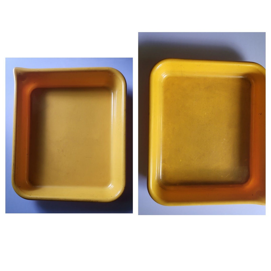 Set of Two Vintage Enamel Photo Developing Drip Trays/pans With Pour