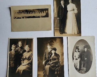 Echte Foto-Postkarte „Tante Gertrudes Leben“ Ehefrau, Lehrerin, Mutter 1904–1920, 5 Stück