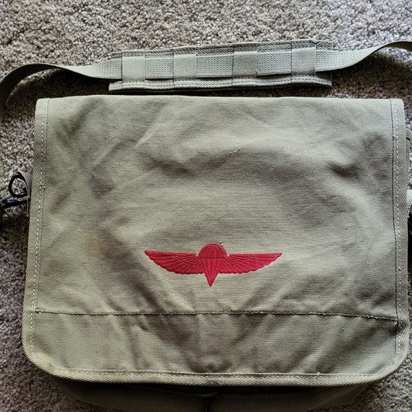 Israeli Paratrooper Messenger Bag Banana Republic Vintage 1980s 14.5" ×12" × 3"