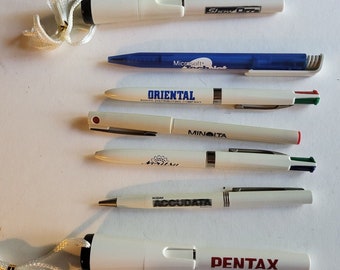 Ballpoint Pens Advertising Non-working 7 Vintage 1980s, 90s Pentax, Microsoft, Minolta