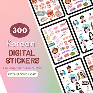 Korean Digital Planner Stickers, 300 GoodNotes Planner Stickers, Individual PreCropped PNG Stickers, Digital Stickers, iPad & Android