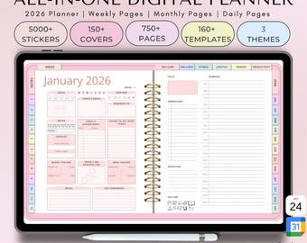 All-in-One Digital Planner, GoodNotes Notability Planner, iPad & Android Planner, Dated 2026 Digital Planner, Digital GoodNotes Template