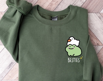 Besties Apparel,Duck And Frog Shirt,Best Friends Forever Sweatshirt,Matching Besties,Best Friend Birthday Gift, BFF Shirts, Friendship Gifts