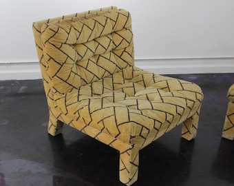 Mid Century 1960'S Yellow & Brown Design Directional Lounge Chairs