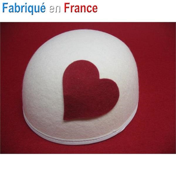 Chapeau coiffe, Calot de Pierrot Coeur  (Fabrication Française)