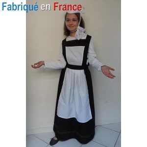 Déguisement Tablier-Robe de Bretonne Enfant avec sa coiffe, Folklore, Régional Fabrication Française image 2