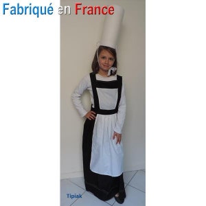 Déguisement Tablier-Robe de Bretonne Enfant avec sa coiffe, Folklore, Régional Fabrication Française image 1