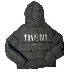 Trapstar Decoded Hooded  Puffer Jacket Black Gradient, Trapstar Swaeter, Street Wear