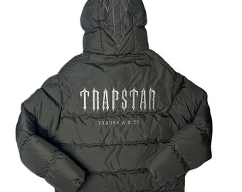 Trapstar Decoded Hooded  Puffer Jacket Black Gradient, Trapstar Swaeter, Street Wear