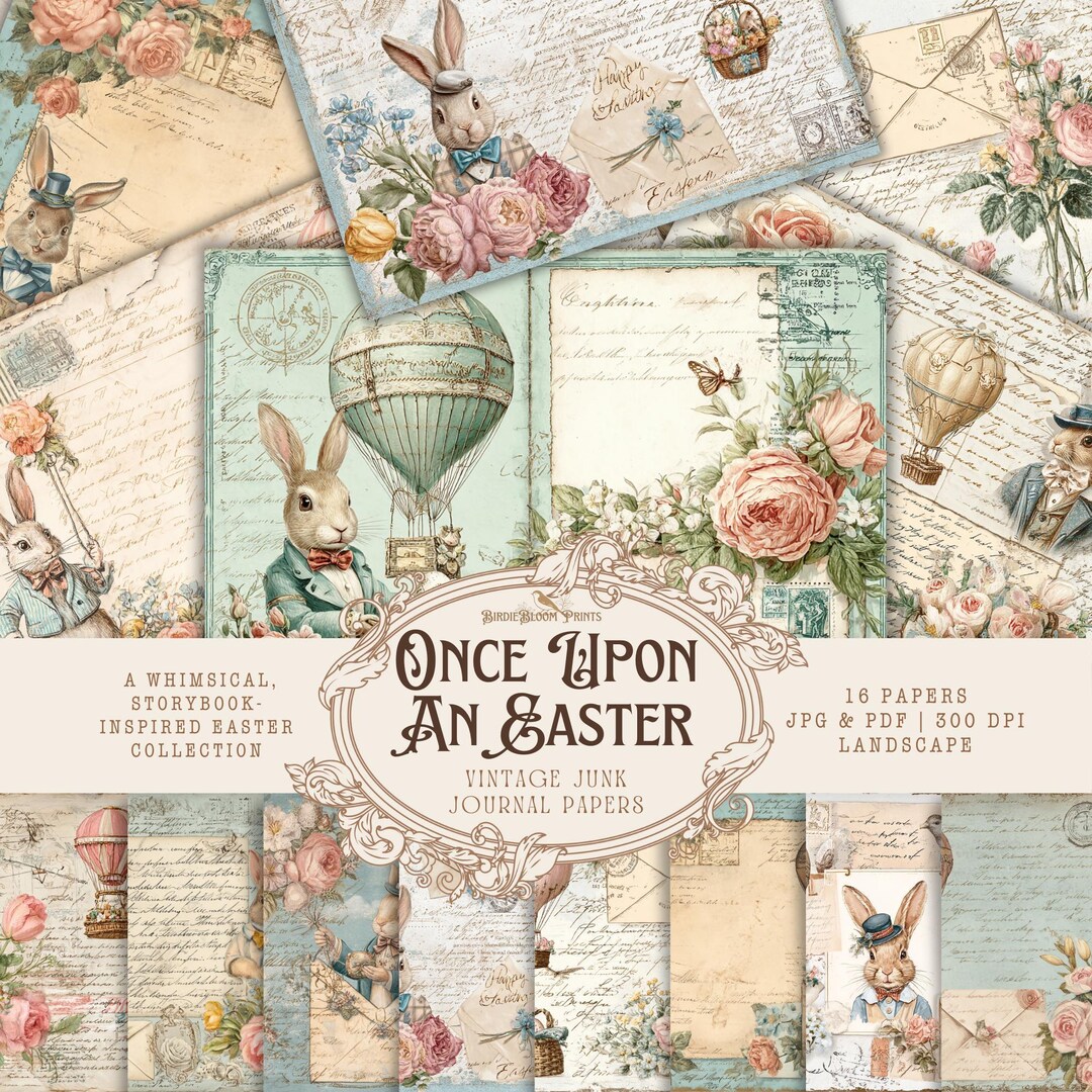 Vintage Easter Junk Journal Pages: Whimsical Ephemera (digital Download ...