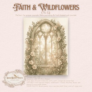 Christian Junk Journal Pages | Boho Faith & Wildflowers, Watercolor (PDF/JPG Download) image 5