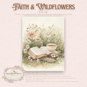 Christian Junk Journal Pages | Boho Faith & Wildflowers, Watercolor (PDF/JPG Download) image 7