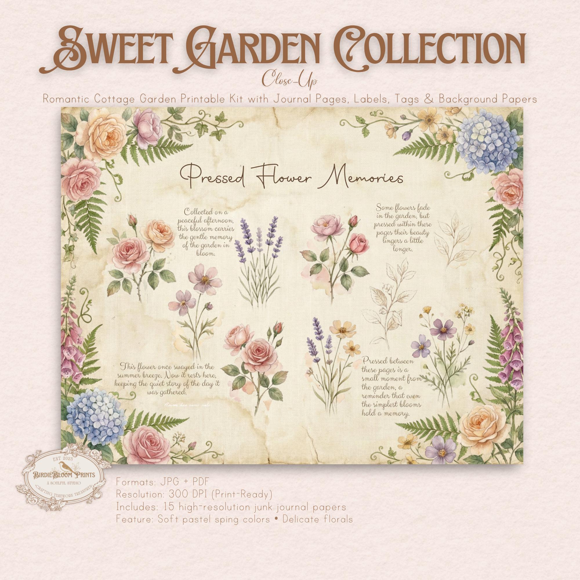 Secret Garden Junk Journal Kit: Vintage Floral Pages, Botanical ...