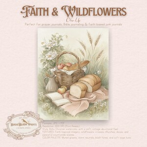 Christian Junk Journal Pages | Boho Faith & Wildflowers, Watercolor (PDF/JPG Download) image 6
