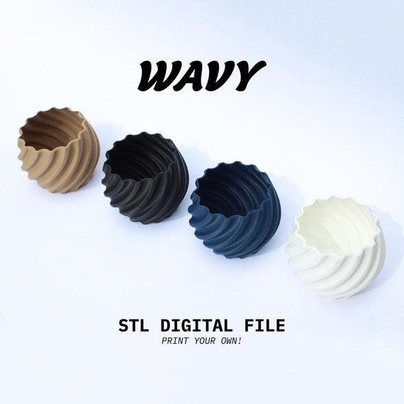 WAVY | Indoor Plant Pot 3D Printing STL File for Cacti and Succulents | Digital Download + Free User Guide Included