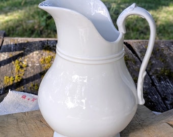 Brocche antiche in terracotta bianca del XIX secolo – duo in stile country chic – brocche antiche – decorazione per la tavola di cucina e per esterni