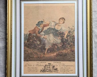 Antyczny rycina „Mała Teresa” - Dedykowana Madame de Blangermont