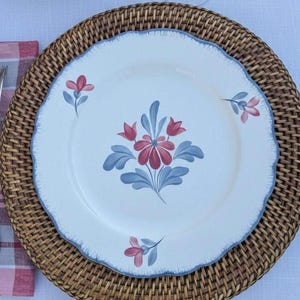 Assiettes à lunch Gien avec peinture bleue de Bellevue Vintage