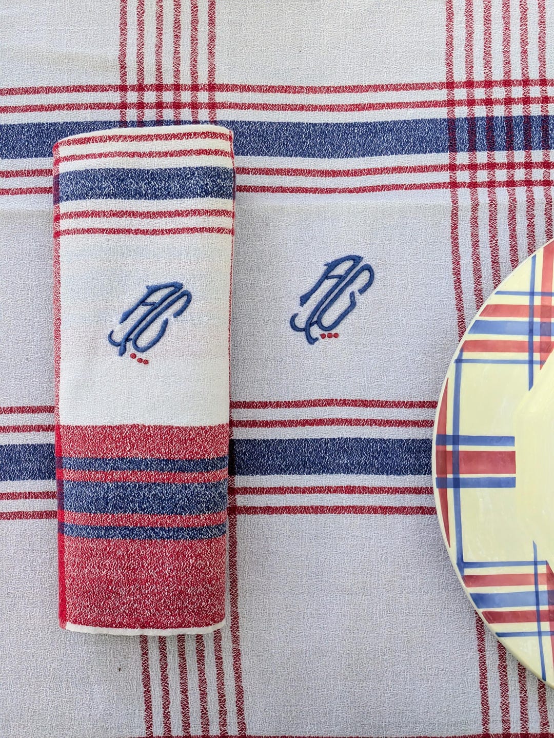 Large Vintage Basque Tablecloth With Matching Napkins – 1950s ...