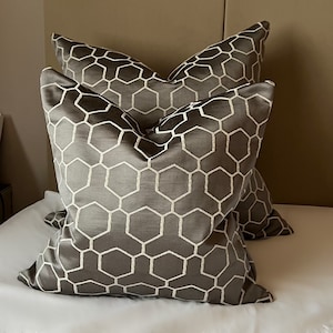 Luxury Grey Hexagon cushion cover, Home Decor Cushion Cover, scatter pillow, pillow cover, designer fabric, housewarming gift, new home gift