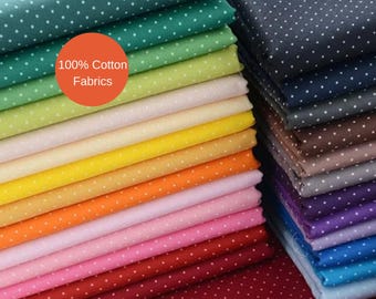 100% Pinspot Cotton Fabric Coloured, spot fabric, dots cotton fabric, Oeko-Tex Standard Cotton Fabric, Mini dots fabric