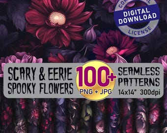 Spooky Flower Digital Gothic Design Moody Background Craft Material Scary Junk Journal Vintage Style Dark Valentine Eerie Wallpaper Art