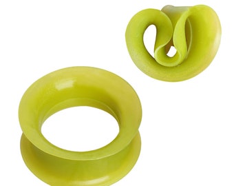 Metallic Silicone Plug with Flattened Double Flares GREEN