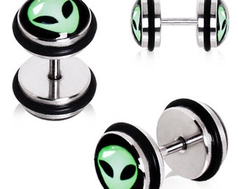 316L Stainless Steel Green Alien Fake Plug