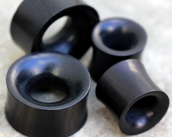 Organic Black Arang Wood Thick Walled Concave Tunnel Plug