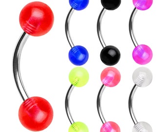 316L Surgical Steel Eyebrow Ring with UV Coated Acrylic Balls