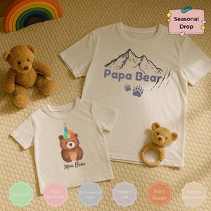 Papa ours PNG | Art imprimable pour la fête des pères pour t-shirts, tasses, cartes, cadeaux PNG | Joli papa ours des cliparts pour PNG | Idée cadeau pour papa png