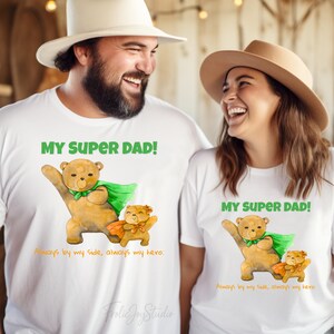 Meu Super Pai PNG PDF | Design de Urso Fofo para o Dia dos Pais para Sublimação, Cartões e Presentes | Urso em Aquarela Pai e Filho para Imprimir para Projeto