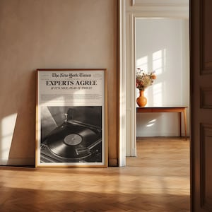 Si es agradable, tócalo dos veces: impresión de periódico retro, arte de pared de moda, póster de tocadiscos, regalo para amantes de la música, The New York Times, hecho a medida