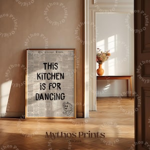 This Kitchen is For Dancing - Vintage Kitchen Print, Aesthetic Poster, Retro Disco Ball, Dancing Poster, Trendy Wall Art, Kitchen Artwork