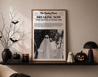 Trendy Halloween Decor, The Spooky Times, Retro Typography Wall Art, Printable Art Digital, Halloween Quote Decor, Text Print, Cute Ghost