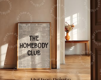 The Homebody Club - Newspaper Wall Decor, Trendy Wall Art Prints, Living Room Printable Art, Decor Bar Cart Art, Aesthetic Digital Prints