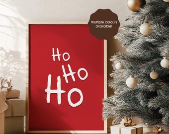 Minimalist Christmas Decor: Red Ho Ho Ho Print (Digital Download)