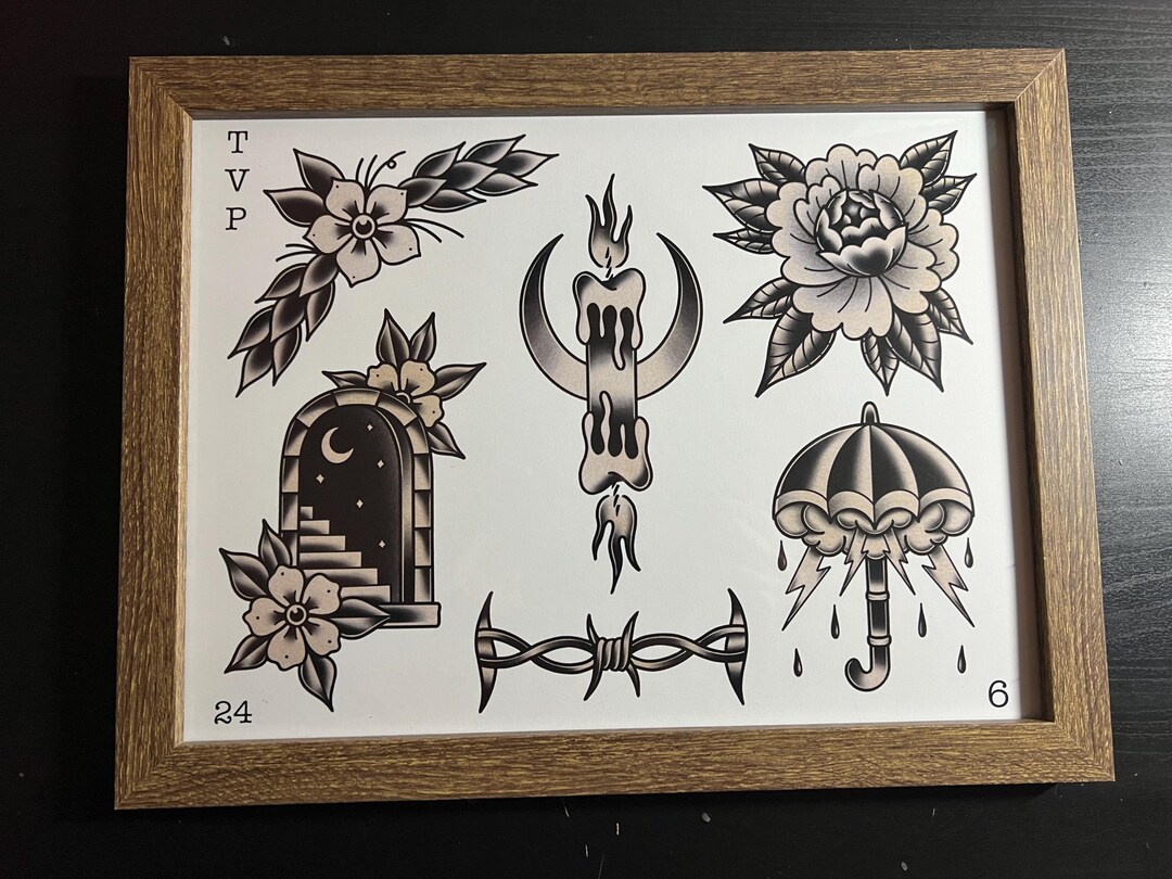 Framed Tattoo Flash - Etsy