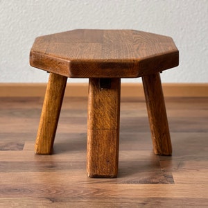 Brutalist Wabi-Sabi Solid Oak Stool / Side Table