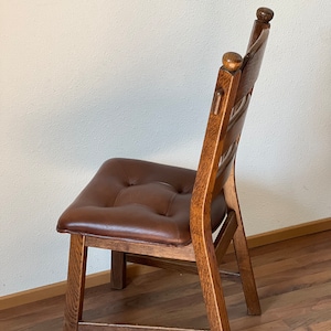 1 of 4 Brutalist Ladder Back Chair Solid Oak The Netherlands Vintage afbeelding 6