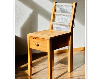 Silla con cajón MINIMALISTA coleccionable de diseño vintage icónico de Ikea Mesita de noche de roble macizo Mesa con cajón Muebles modernos Mesilla de noche Escandinava