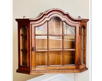 Old Medicine Chest With Glass Window, Large Wooden Display Case, French Hanging Cabinet, Apothecary Chest, Rustic Storage Unit