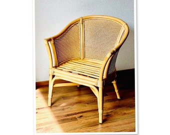 Silla lateral Silla de esquina silla de mimbre natural, silla de ratán, muebles de patio al aire libre, muebles boho, silla de patio de estilo rústico vintage